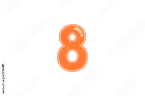 8 eight number orange vector jelly glossy bright typography for web holiday event