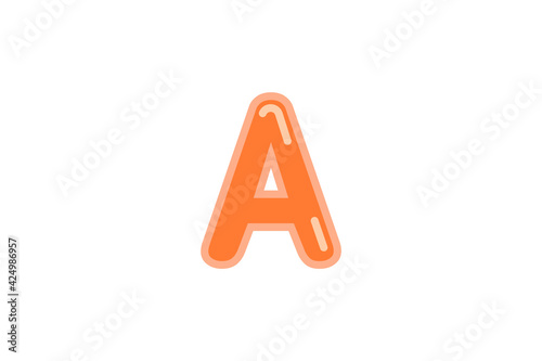 A letter alphabet orange candy jelly glossy vector isolated on white background 