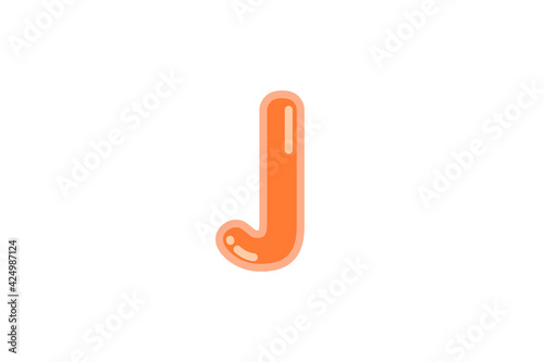 J letter alphabet orange candy jelly glossy vector isolated on white background 