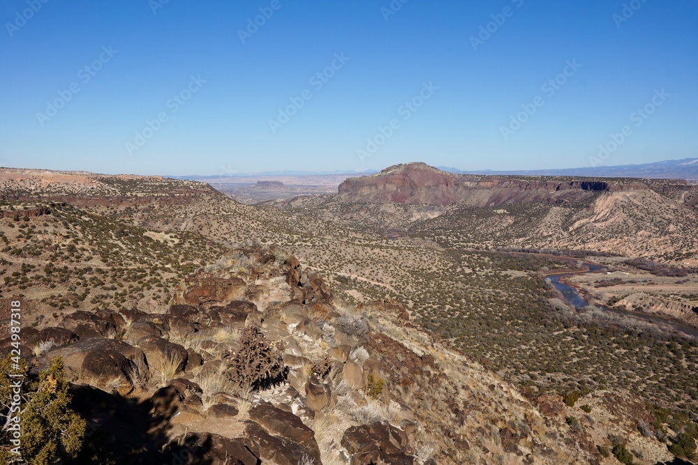 Aerial view of Rio Grande near Los Alamos in NM