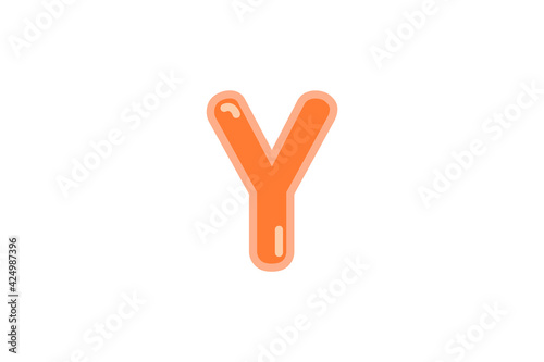 Y letter alphabet orange candy jelly glossy vector isolated on white background 