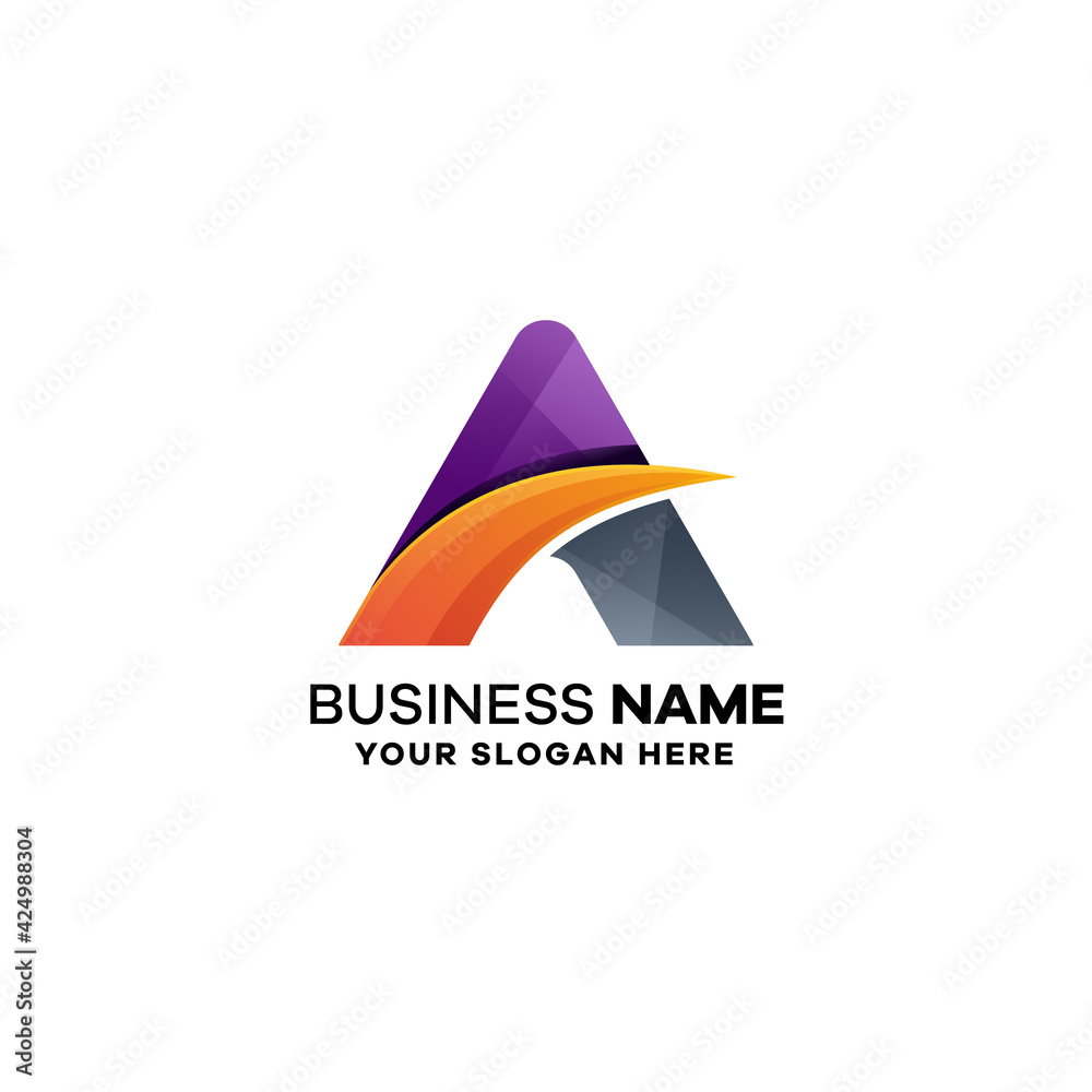 Abstract Letter A Gradient Colorful Logo Template Abstract Letter A Gradient Colorful Logo Template