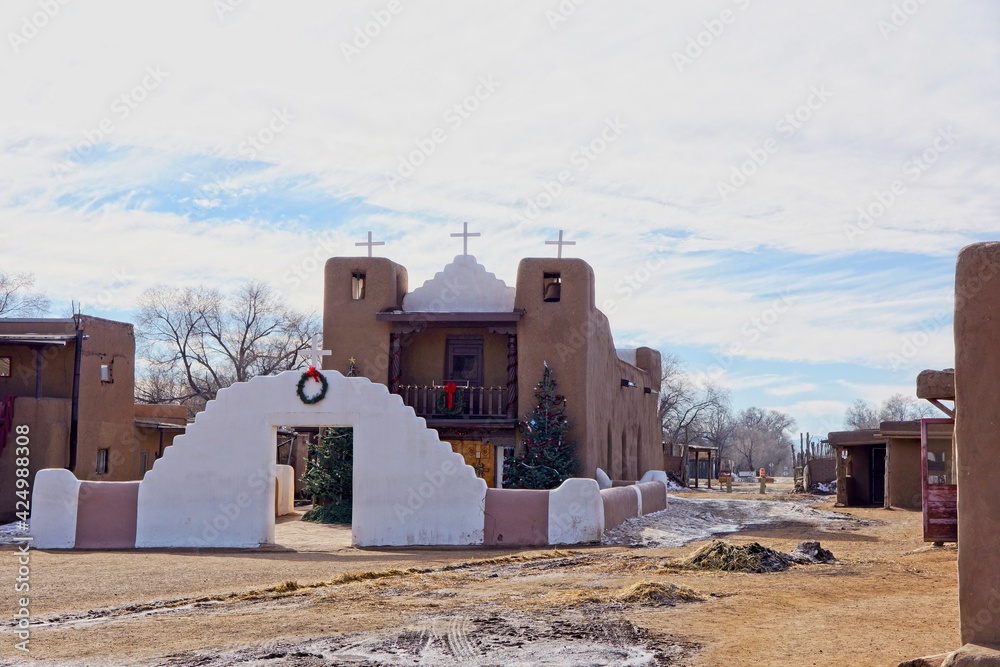 Christmas at church in Taos Pueblo New Mexico Christmas at church in Taos Pueblo New Mexico