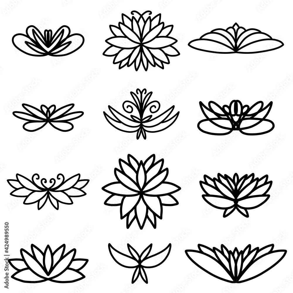 symmetrical Floral Icon Designs for Logos - obrazy, fototapety, plakaty 