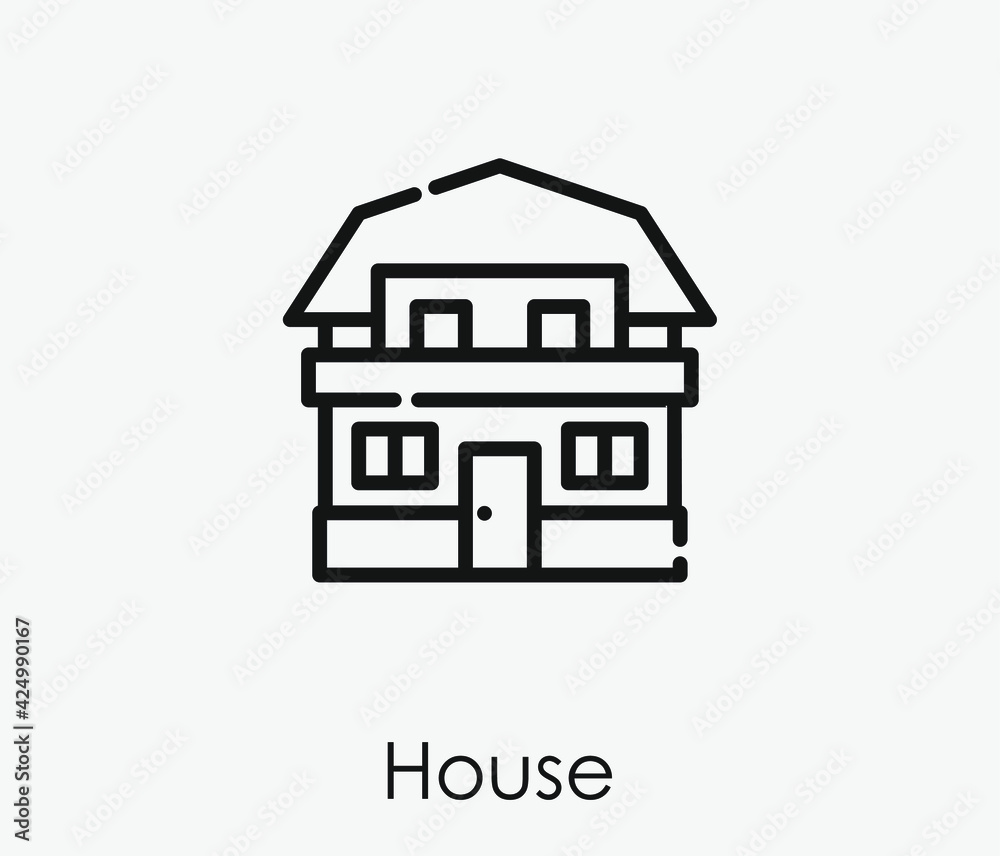 House vector icon.  Editable stroke. Linear style sign for use on web design and mobile apps, logo. Symbol illustration. Pixel vector graphics - Vector