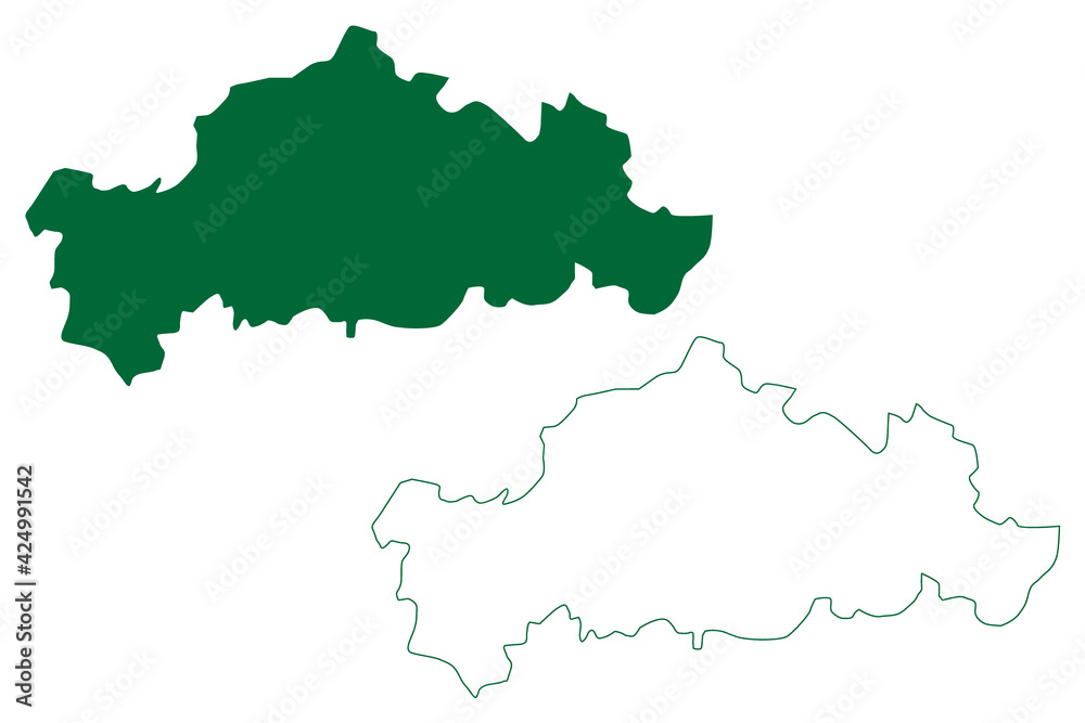 Kurukshetra district (Haryana State, Republic of India) map vector illustration, scribble sketch Kurukshetra map