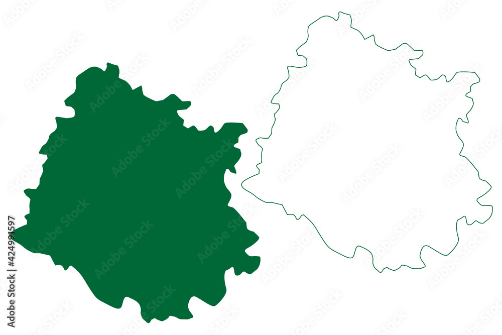 Palwal district (Haryana State, Republic of India) map vector illustration, scribble sketch Palwal map