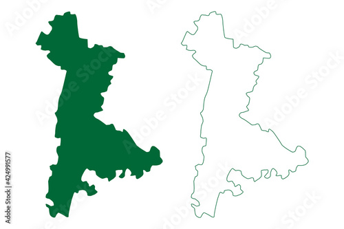 Nuh district (Haryana State, Republic of India) map vector illustration, scribble sketch Mewat map