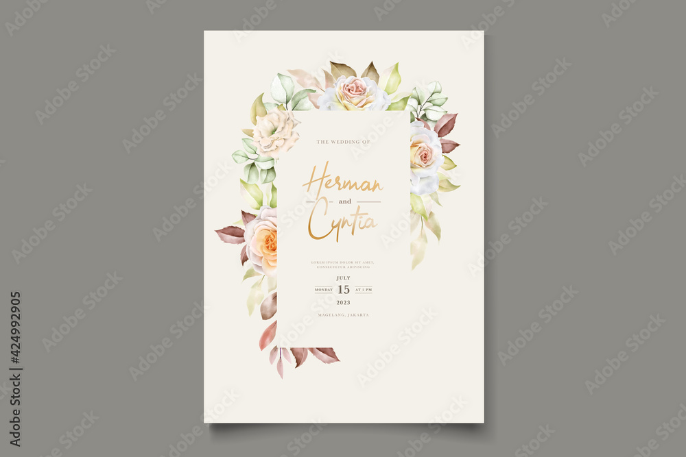Romantic watercolor wedding invitation template