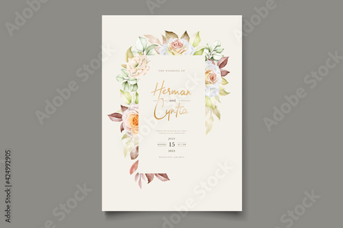 Romantic watercolor wedding invitation template