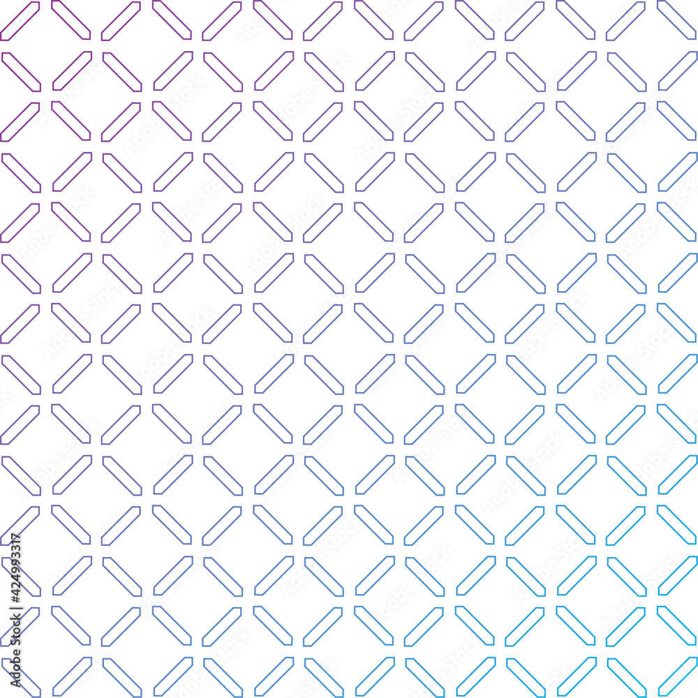 Simple seamless pattern made with lines, X cross geometric pattern, shapes with blue and purple gradient, white background Simple seamless pattern made with lines, X cross geometric pattern, shapes with blue and purple gradient, white background