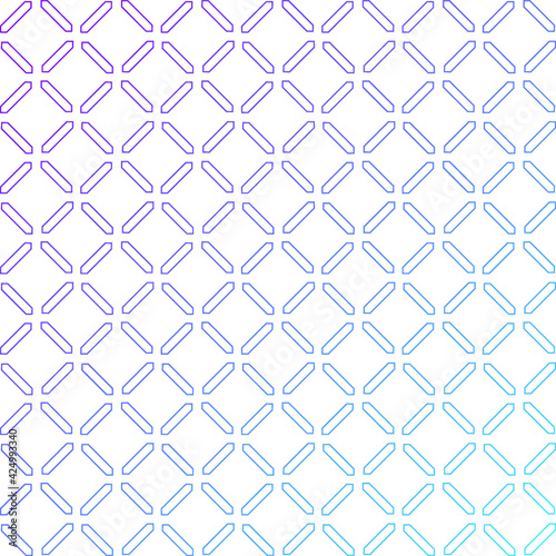 Simple seamless pattern made with lines, X cross geometric pattern, shapes with blue and purple gradient, white background