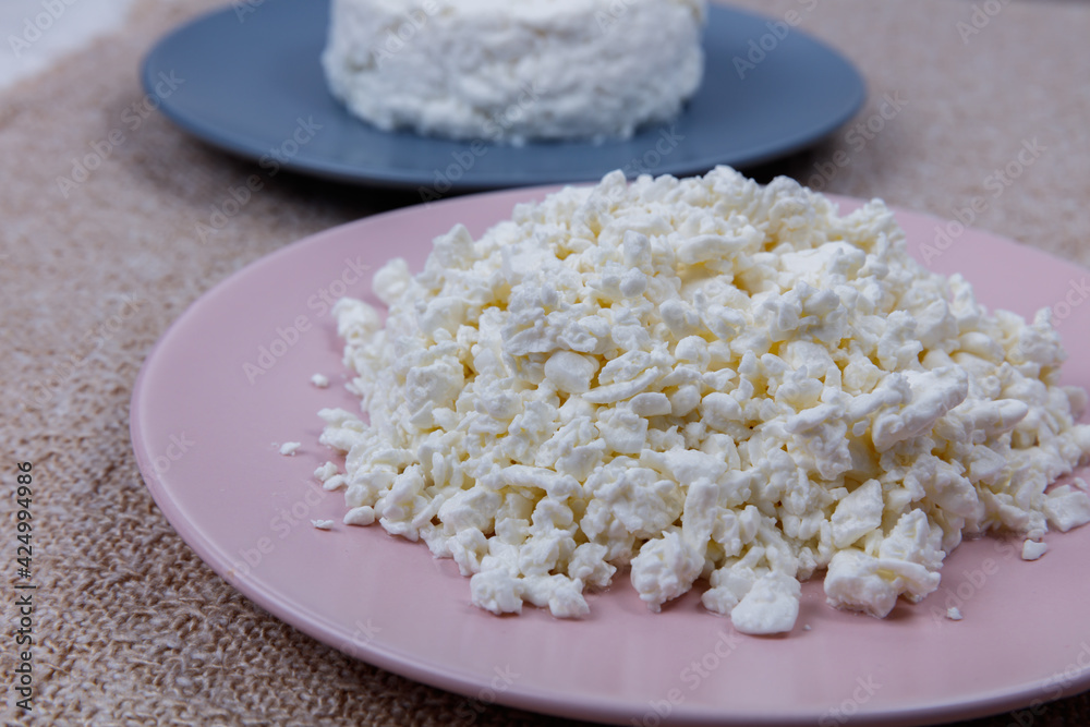 fatless homemade cottage cheese on a plate