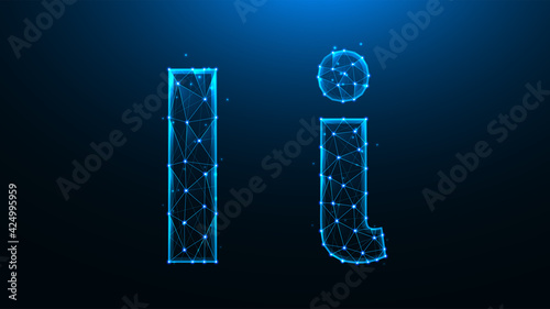 Polygonal vector illustration of letter I on a dark blue background.