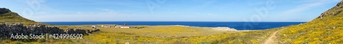 Panoramic view of the west coast of Menorca in a sunny day with blue sky (Balearic Islands, Spain)