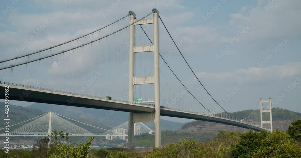 Tsing Ma Suspension bridge in Hong Kong city Tsing Ma Suspension bridge in Hong Kong city