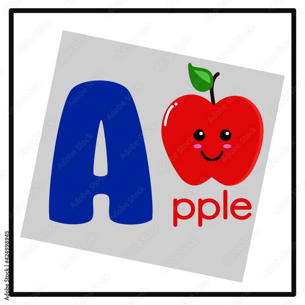 Flash card illustration vector graphic of letter A and illustration of ...