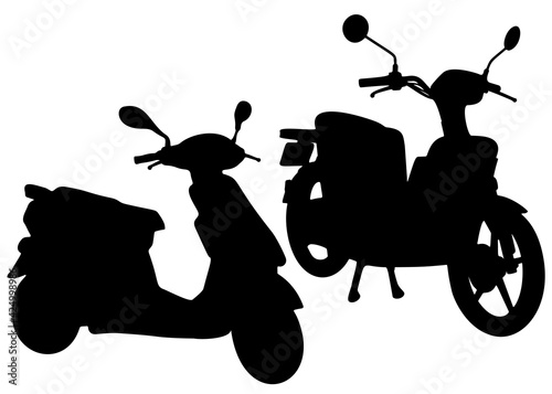 Mopeds in a set. Transport for movement.Vector image.