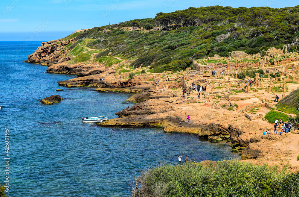 Beautiful view of a rocky coastline, Mediterranean landscape 
