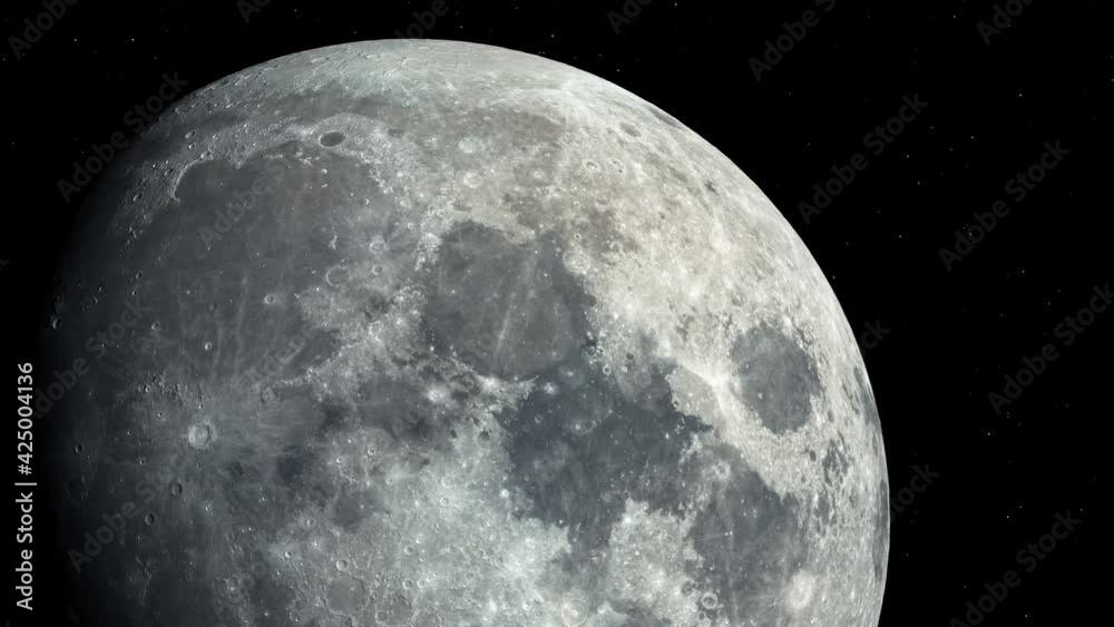 Rotating moon on a black background. 3d 4K