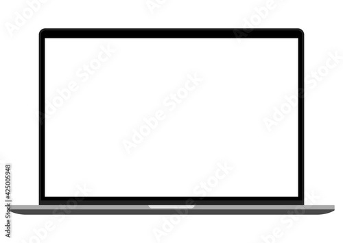 ngi1193 NewGraphicIcon ngi - english - modern laptop with open display . front view - simple design - blank screen isolated on white background . DIN A4 xxl g10447