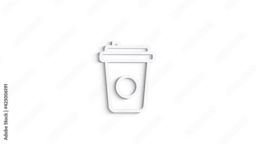 Grey coffee line icon on white background. Front view. 4K Video motion graphic animation Grey coffee line icon on white background. Front view. 4K Video motion graphic animation