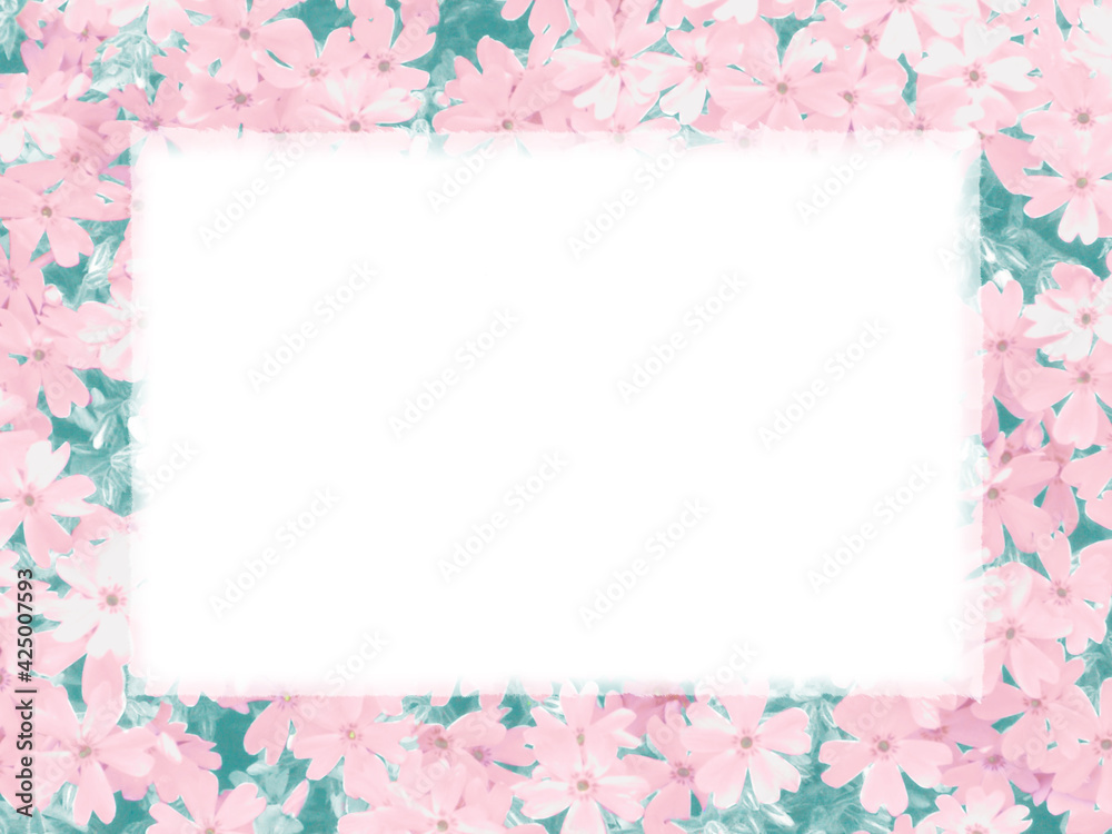 レトロな小花柄　ピンクとグリーン　コピースペース