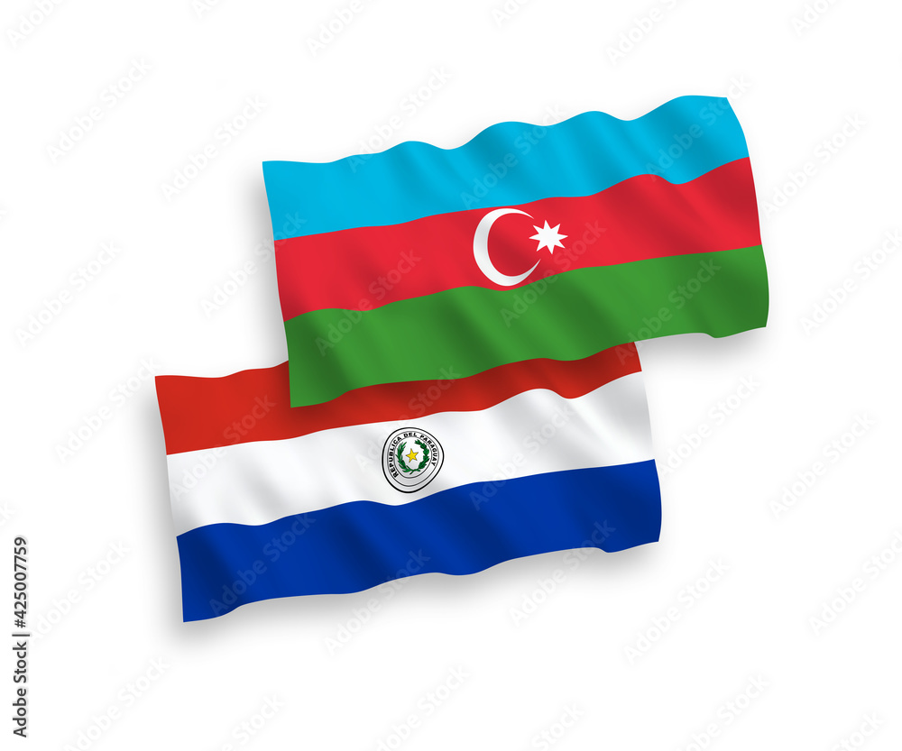 Flags of Paraguay and Azerbaijan on a white background Flags of Paraguay and Azerbaijan on a white background