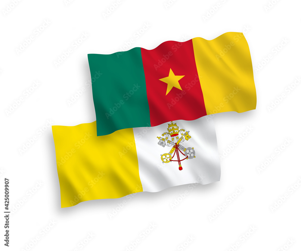 Flags of Cameroon and Vatican on a white background Flags of Cameroon and Vatican on a white background