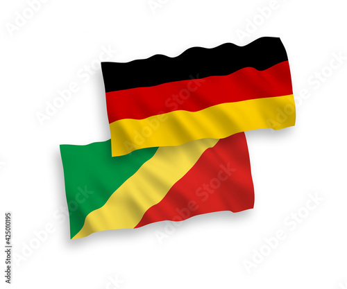 Flags of Republic of the Congo and Germany on a white background