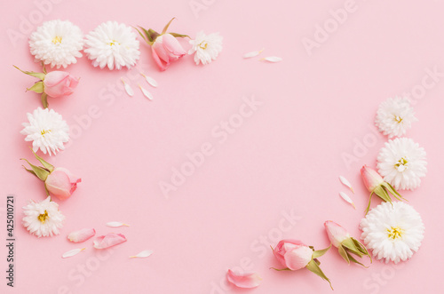 pink and white flowers on pink paper background