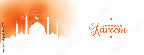 ramadan kareem banner with mosque design