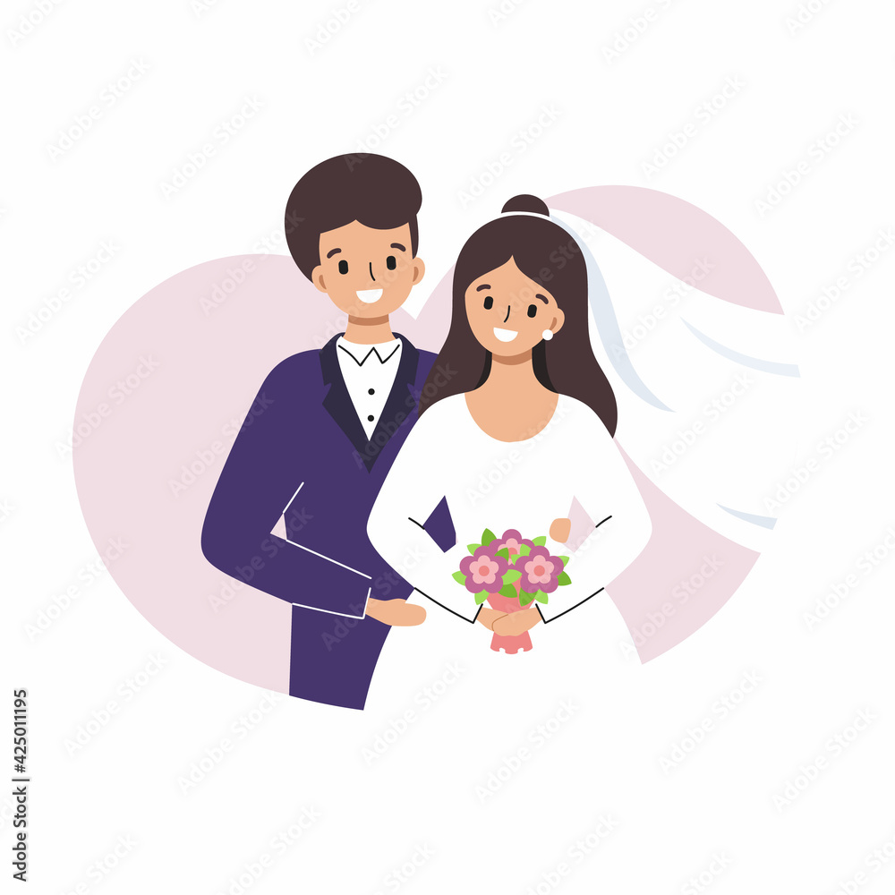 A beautiful married couple. Young bride and groom celebrate the wedding. A beautiful married couple. Young bride and groom celebrate the wedding.