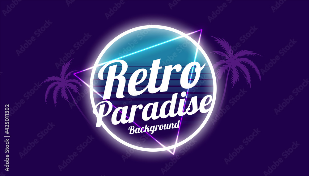 retro paradise 80s style background design