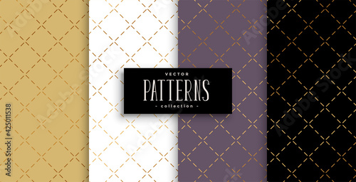geometric diagonal lines golden pattern set