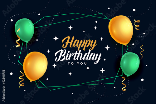 happy birthday realistic balloons card design