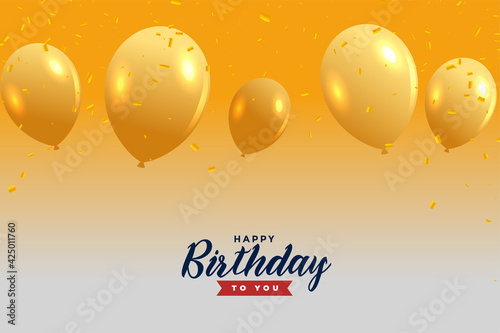 golden happy birthday balloons background