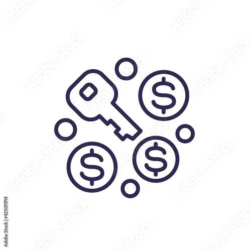 Key money line icon, payment to a landlord