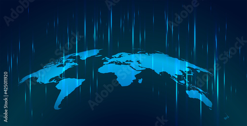 work map with technology background