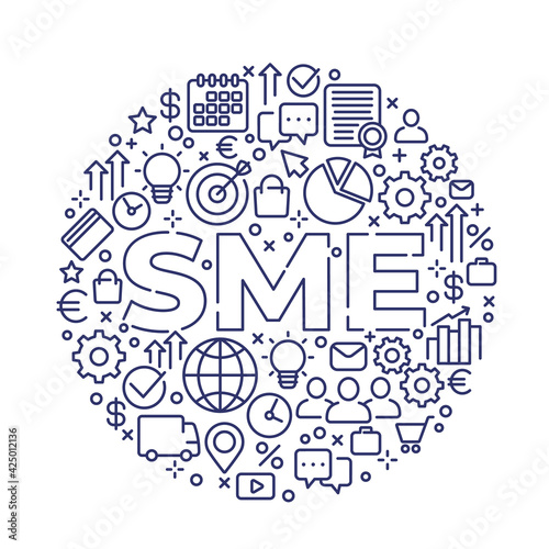 SME, small and medium enterprise, vector line art