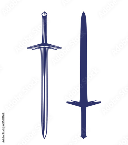 sword, medieval glaive isolated on white