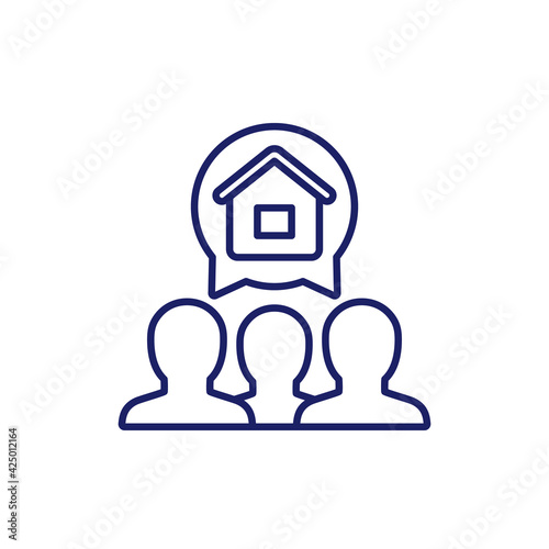 tenants line icon, house residents