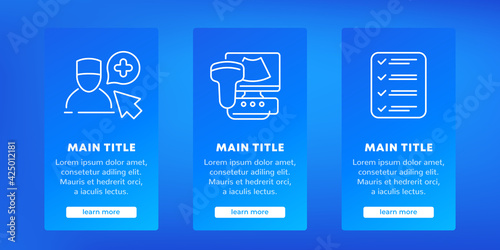 ultrasonography and ultrasound, medical infographics with line icons