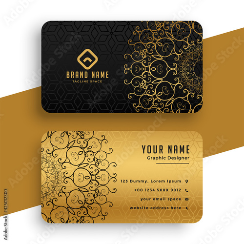 premium golden mandala business card template