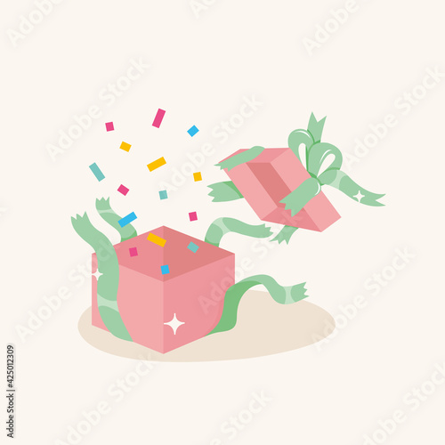 Opening gift box with ribbon, 