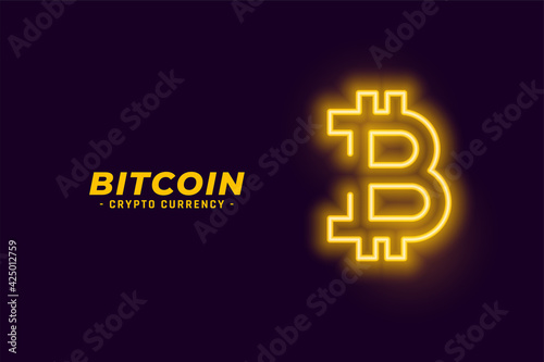 bitcoin symbol in neon glowing style