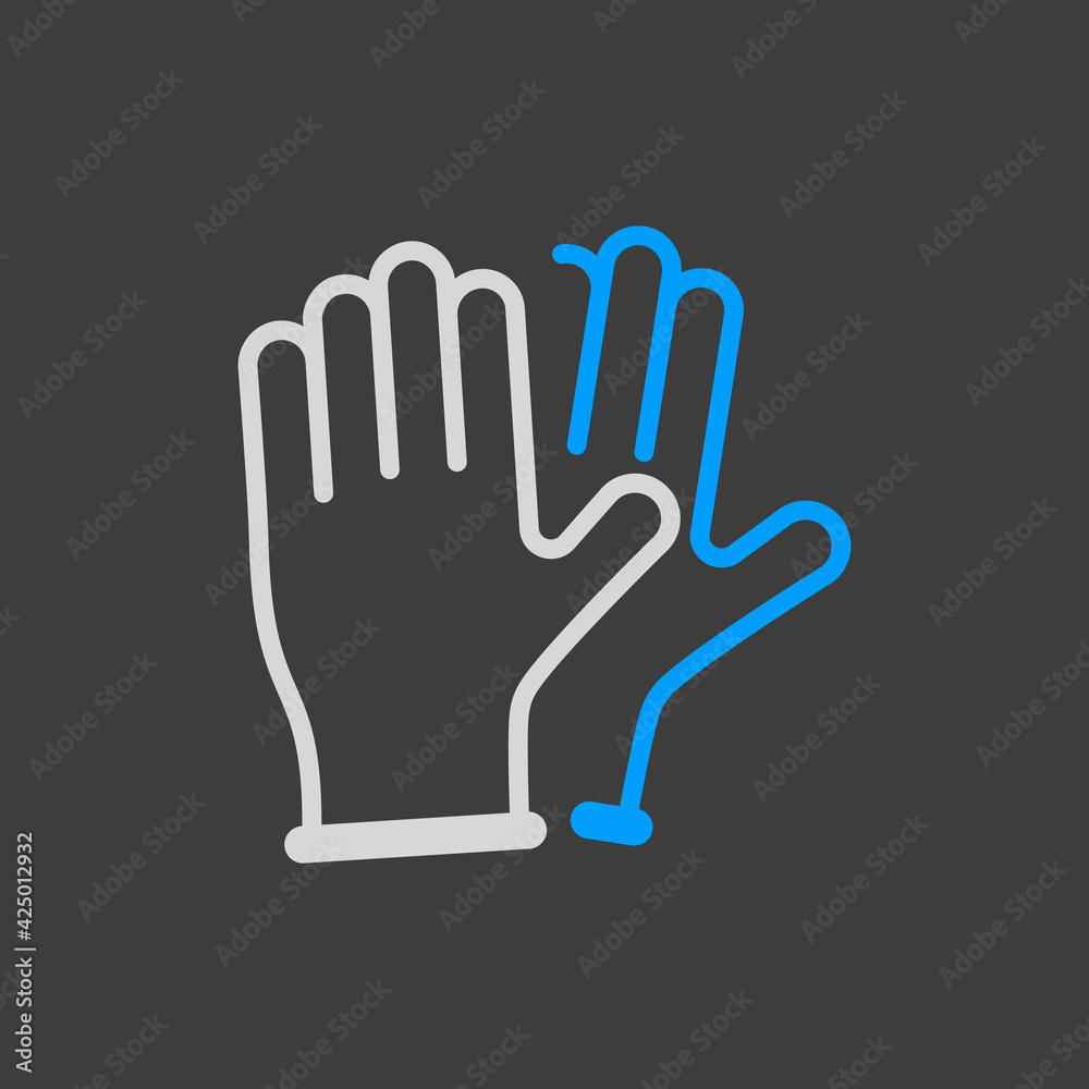 Medical protective rubber gloves vector flat icon Medical protective rubber gloves vector flat icon