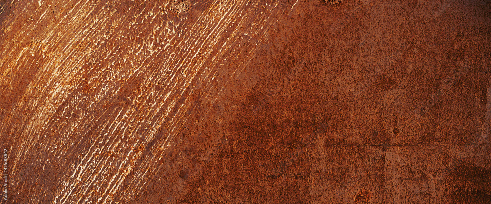 Empty rusty corrosion and oxidized background, panorama, banner. Grunge rusted metal texture. Worn metallic iron wall Empty rusty corrosion and oxidized background, panorama, banner. Grunge rusted metal texture. Worn metallic iron wall
