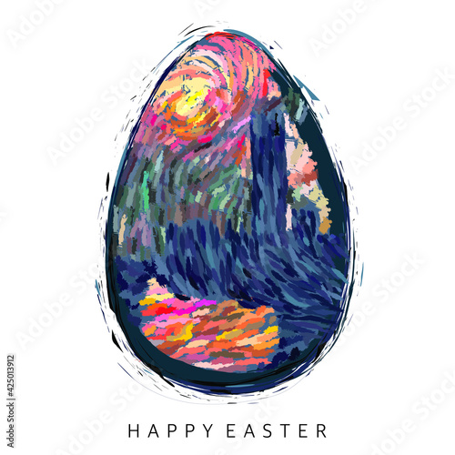 Canvas-taulu A vector illustration of a single easter egg in post-impressionism style on an i