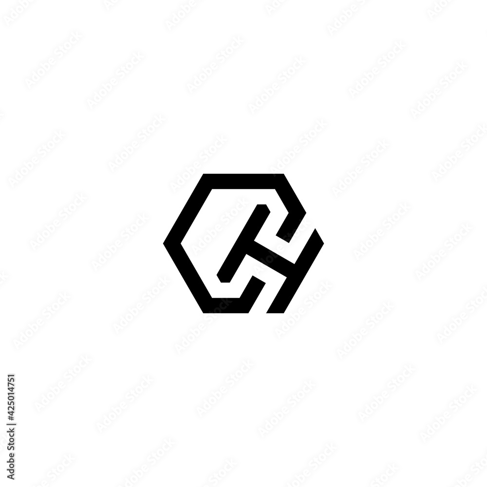 CH Letter Vector hexagon CH Letter Vector hexagon